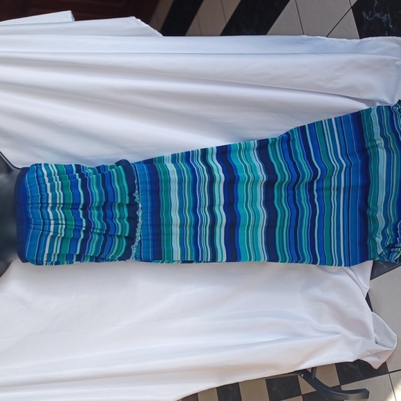 For Cynthia Size L Multicolor Striped Strapless Cover Up Maxi Dress - Picture 1 of 5